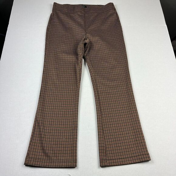 LOFT Work Knit Pants Plaid 70s Retro Pull On Mid Rise Straight Leg Casual MEDIUM - Picture 1 of 11